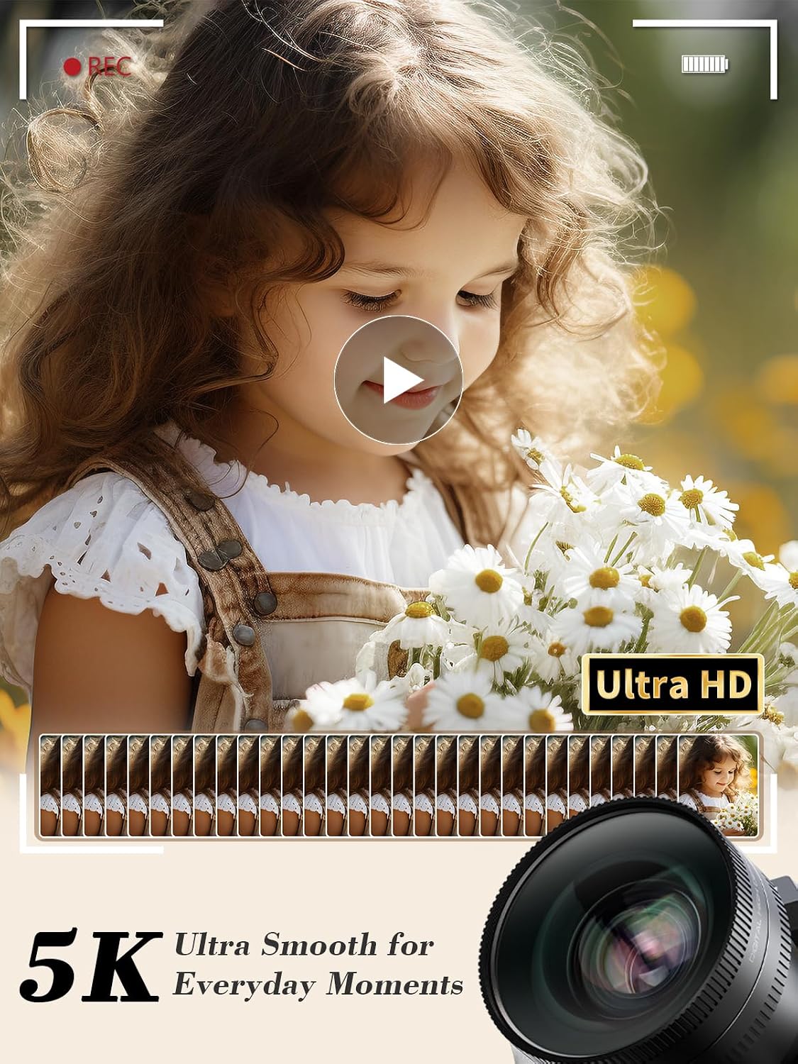 Cámara digital True 5K 64MP para fotografía (blanco perla) | Enfoqu...