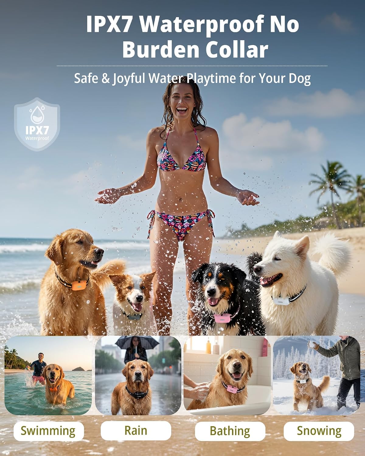 3 collares de choque para perros con control remoto (5-150 libras),...