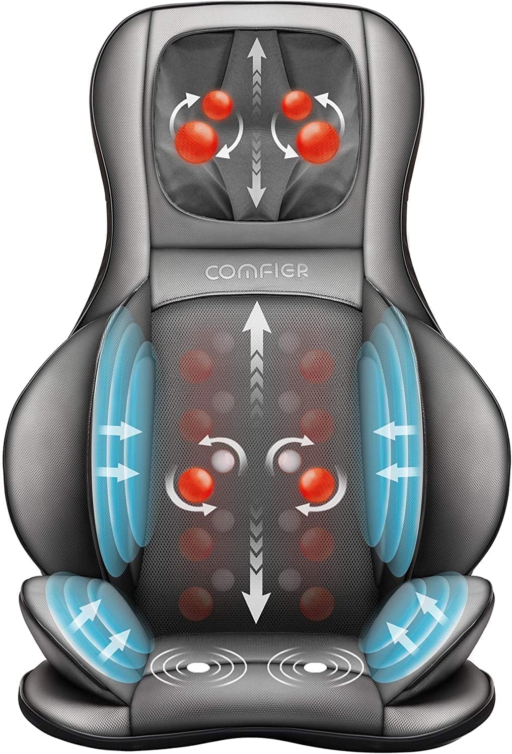 COMFIER Masajeador de espalda con calor, masajeador Shiatsu de cuel...