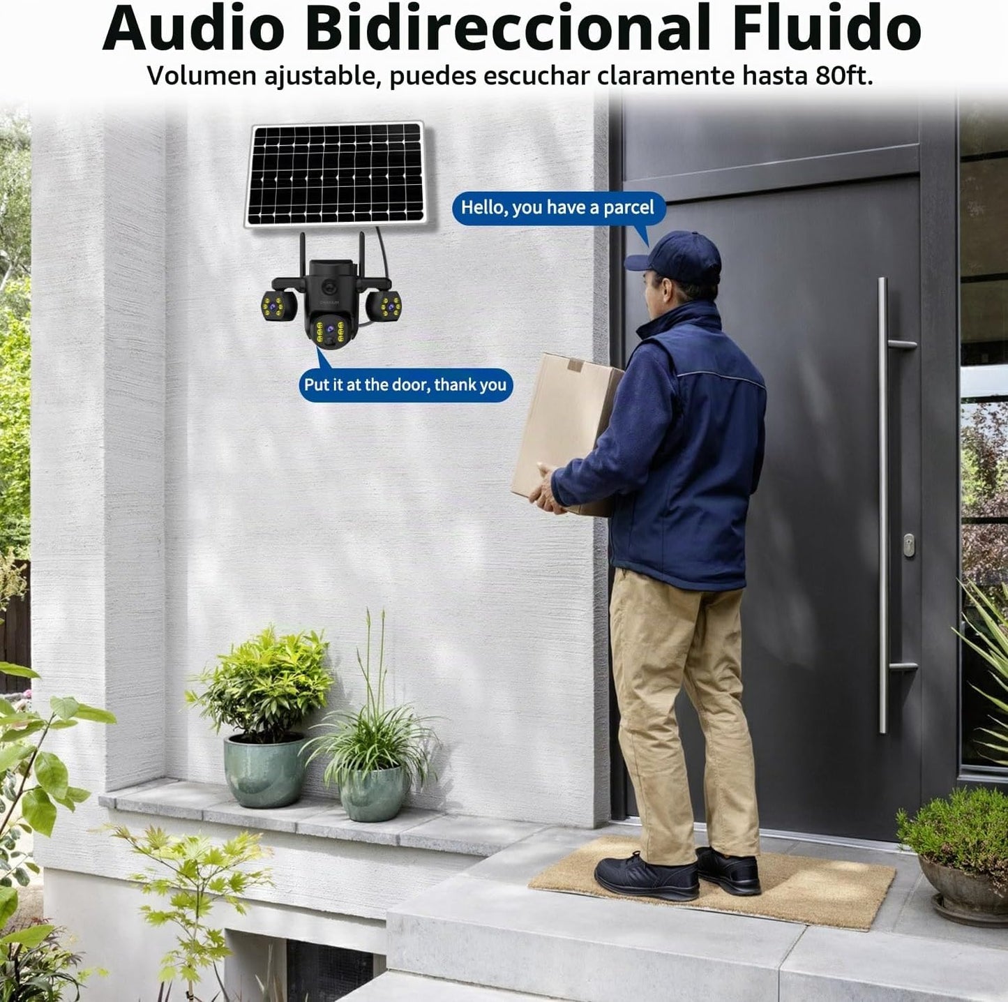 ORAXIUM Cámara de seguridad inalámbrica para exteriores de triple l...