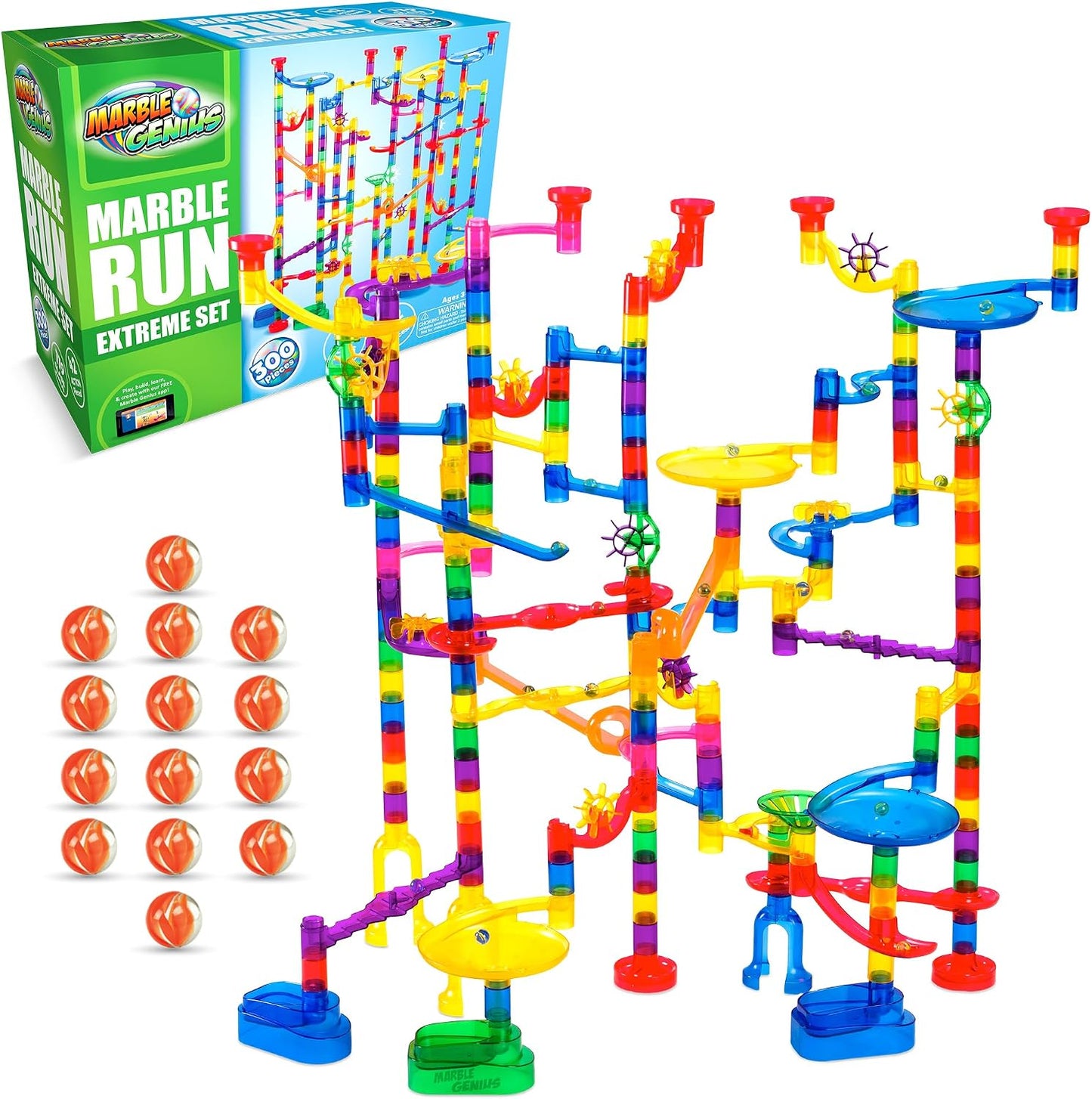 Mármol Genius Marble Run Extreme, 125 translúcido marbulous piezas...
