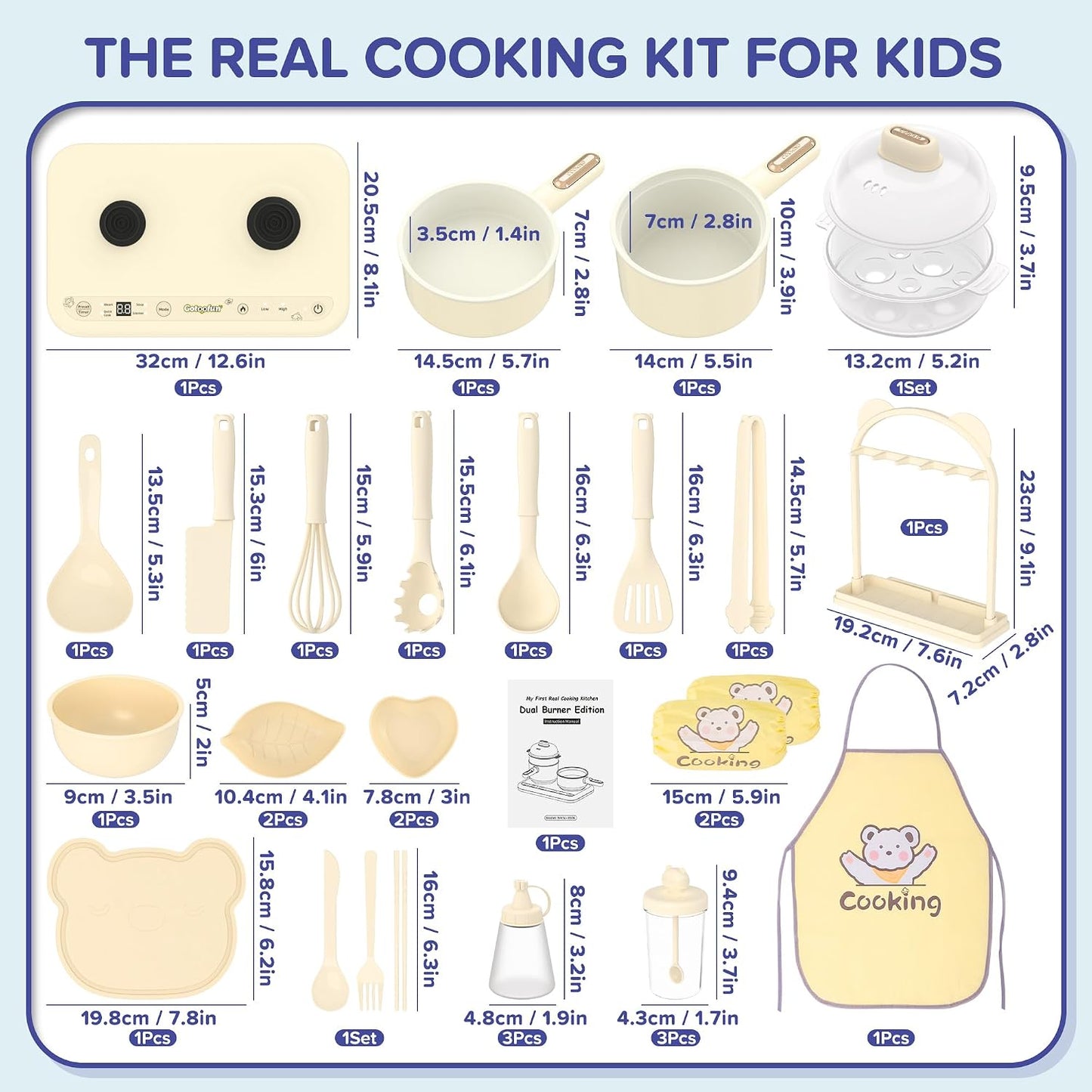 Gotoofun Juegos de cocina para niños, estufa dual eléctrica real Mo...