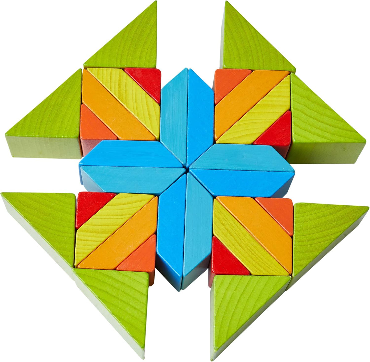 HABA Juego de arreglos 3D de mosaico de madera, bloques de construc...