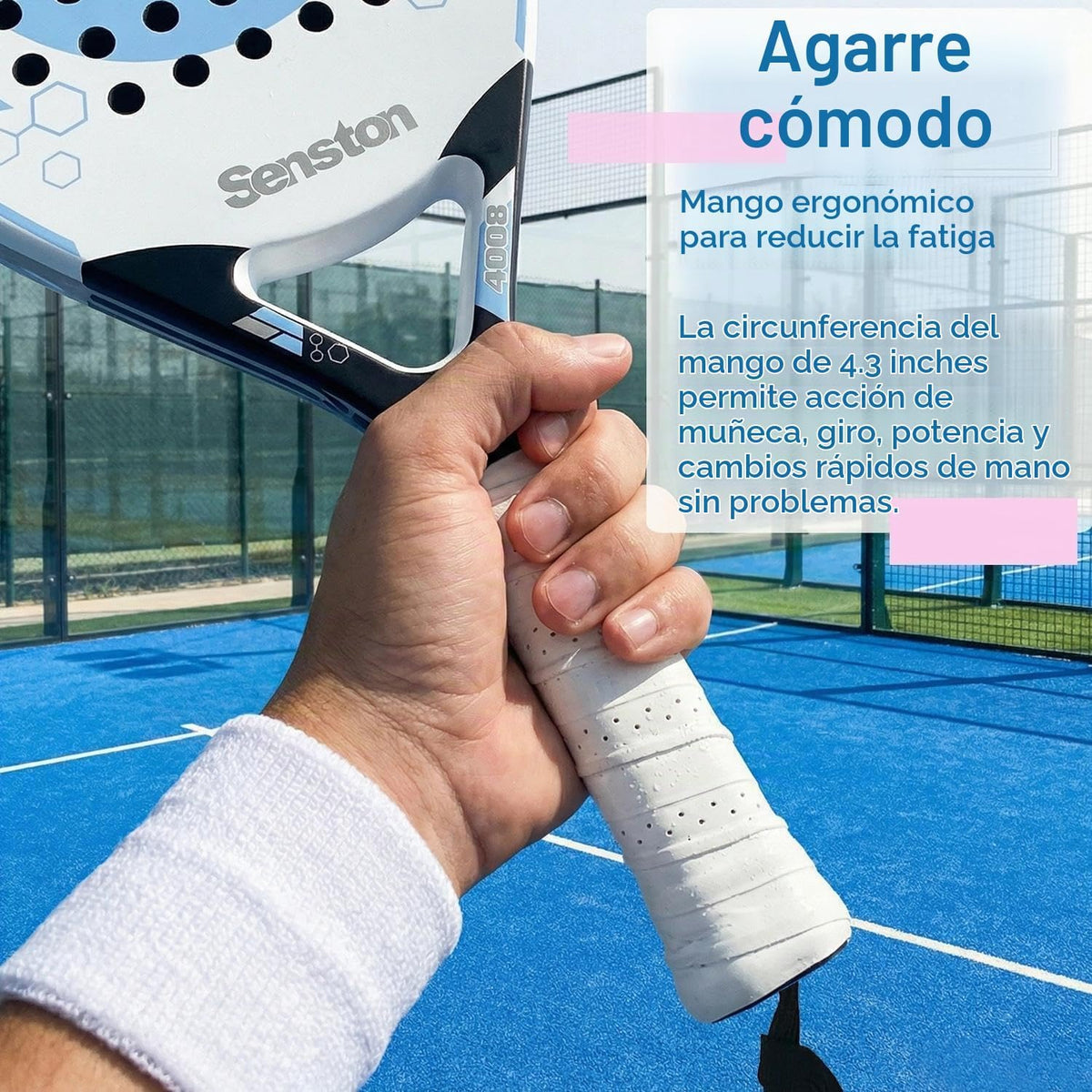 Senston Raqueta de pádel con superficie de fibra de carbono con núc...