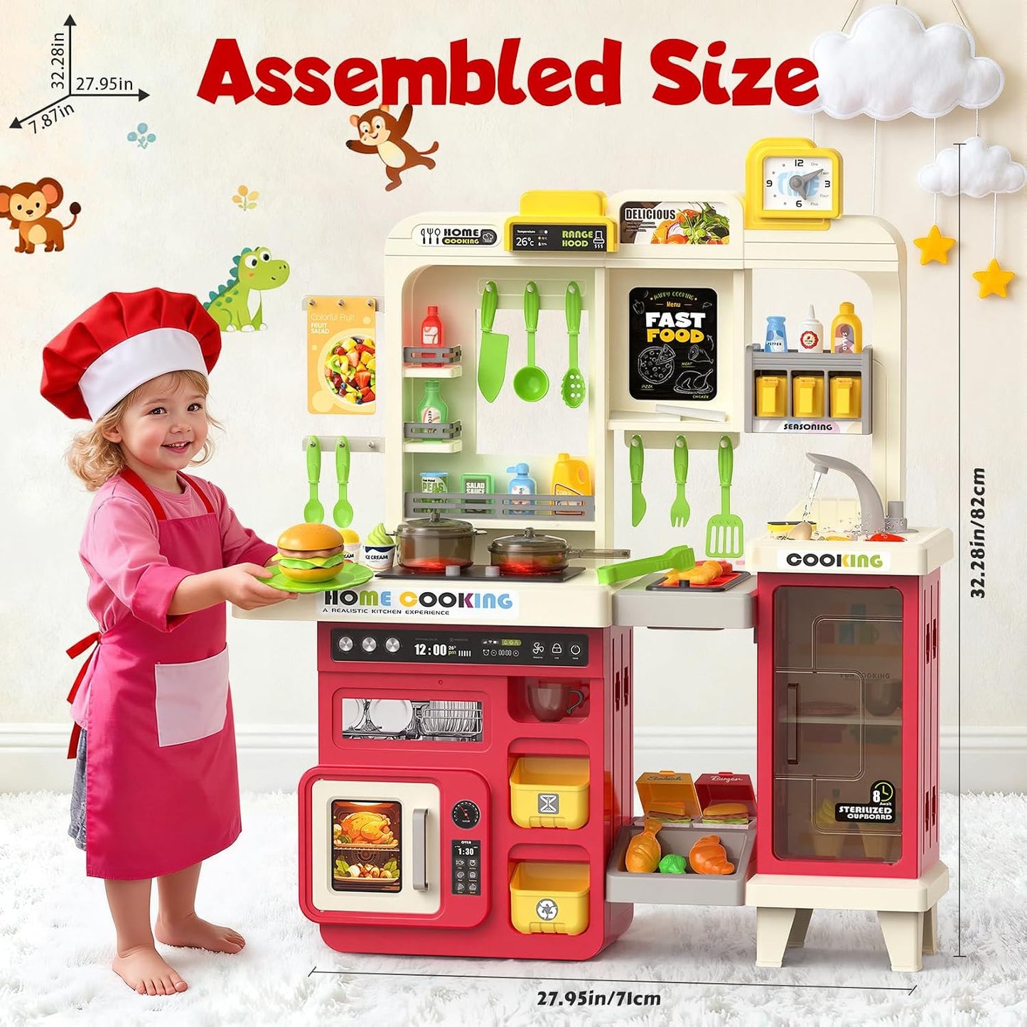 Juego de cocina para niños con luces, sonidos y vapor, juego de coc...