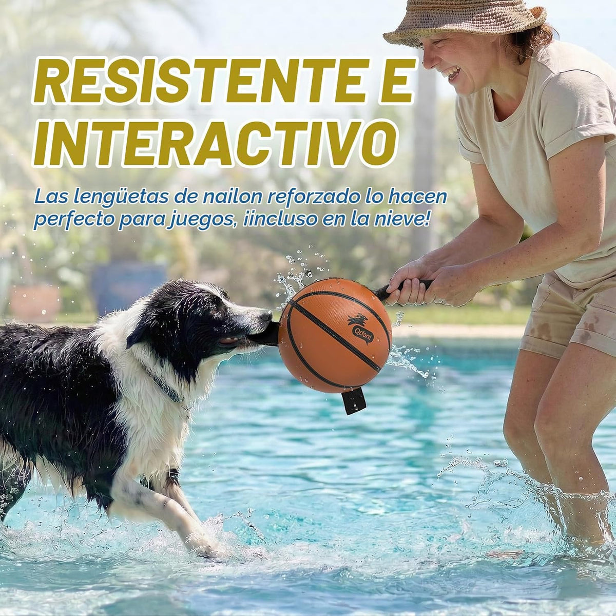 QDAN Pelota de baloncesto para perros, bolas con correas, juguete d...