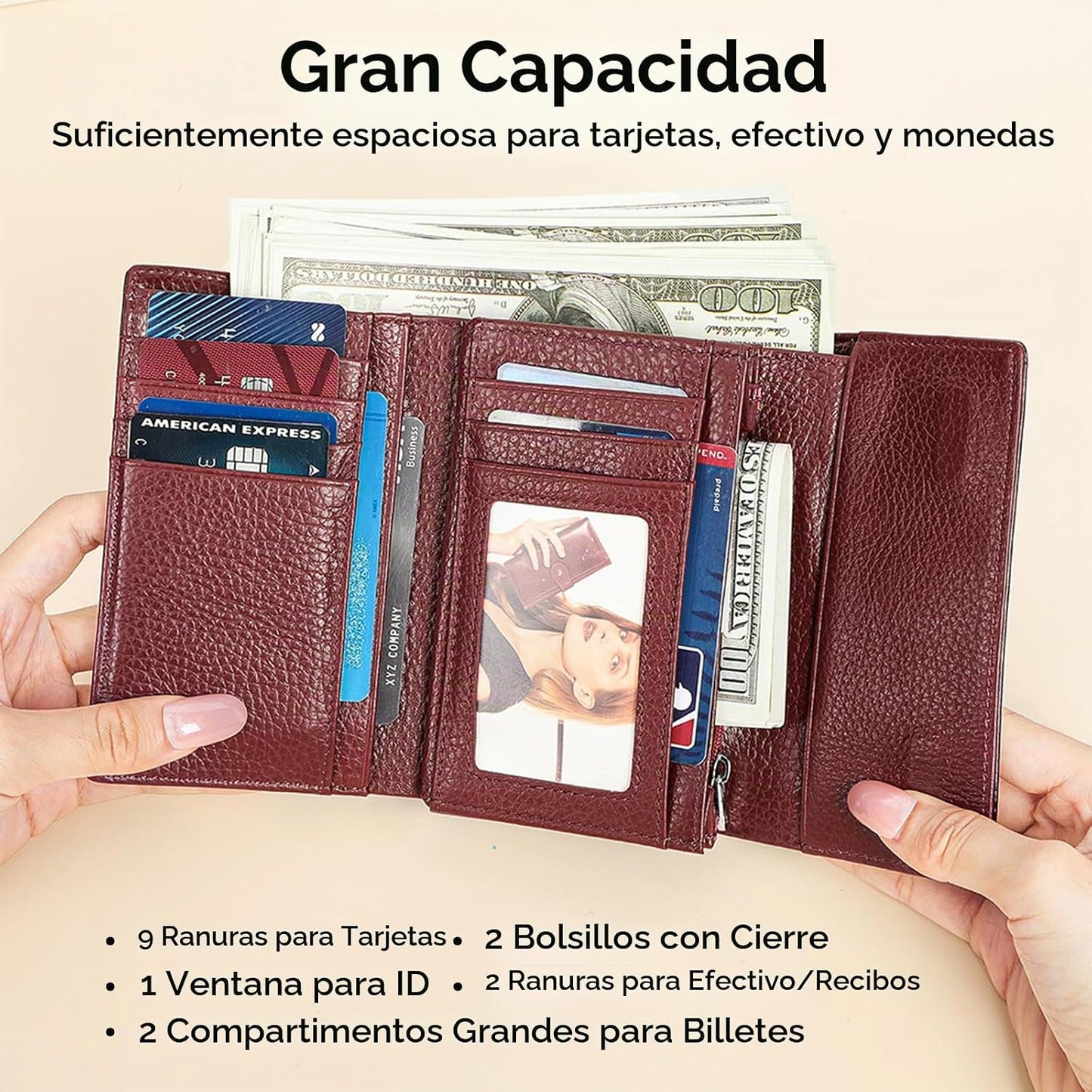DAMAIKE Cartera de cuero encerado con aceite para mujer, cocodrilo...