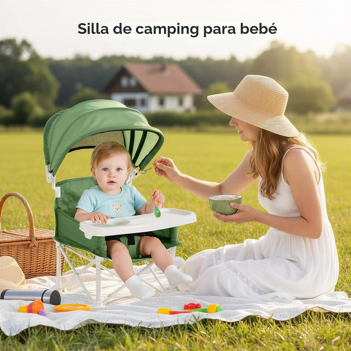 Cochildor Silla de bebé portátil 4 en 1, asiento elevador plegable...