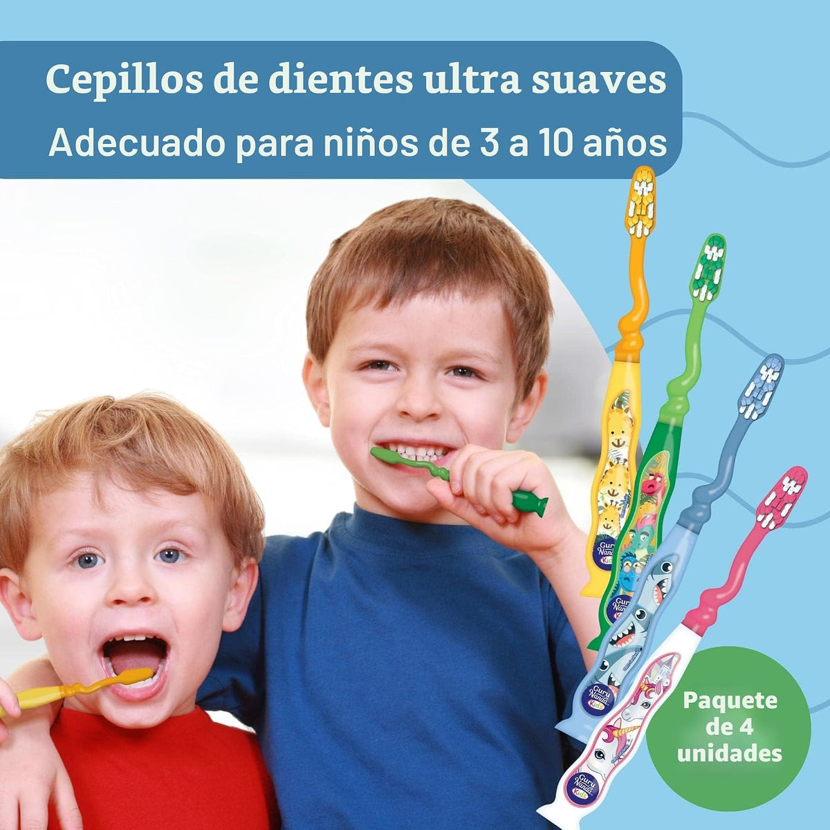GuruNanda Cepillo de dientes para niños con ventosa y divertidos di...