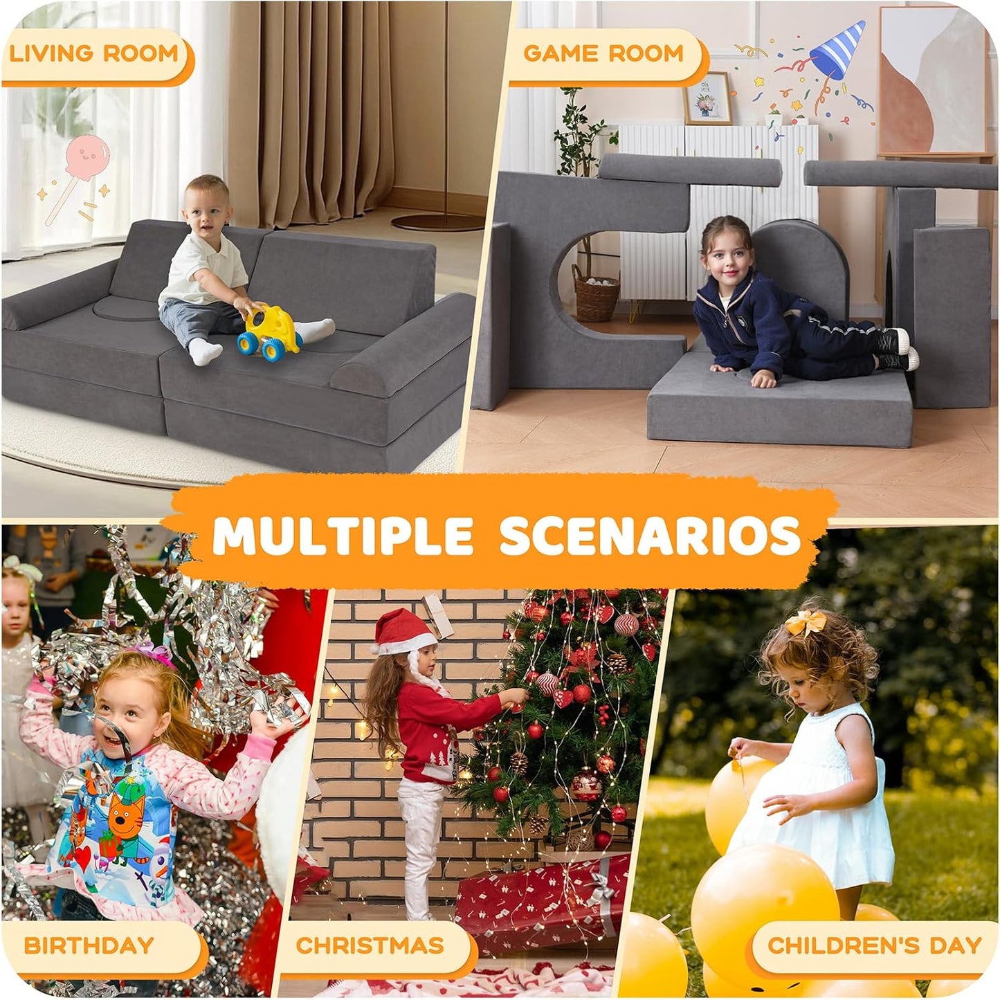Winhomish Sofá para niños pequeños, 12 piezas, sofá modular de jueg...