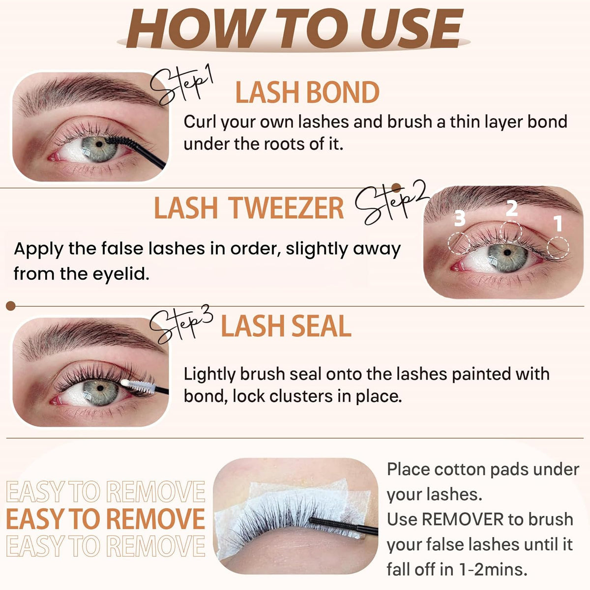 TOOCHUNAG Racimos de pestañas naturales, extensiones de pestañas in...
