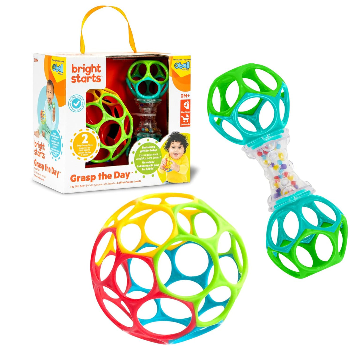 Bright Starts Set de Regalo de Bolas Oball de Fácil Agarre - Agarra...