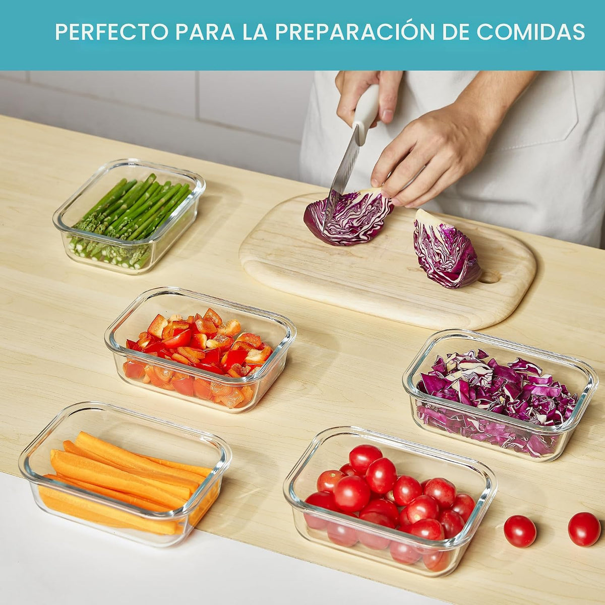 Vtopmart Paquete de 5 recipientes de almacenamiento de vidrio de 22...