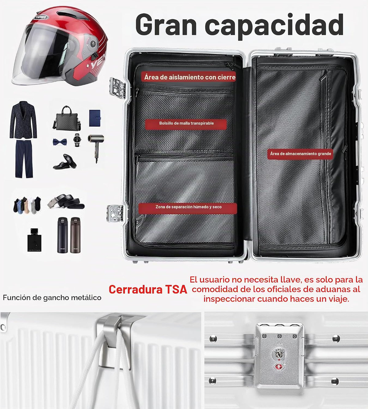 feilario Equipaje sin cremallera a cuadros con marco de aluminio sú...