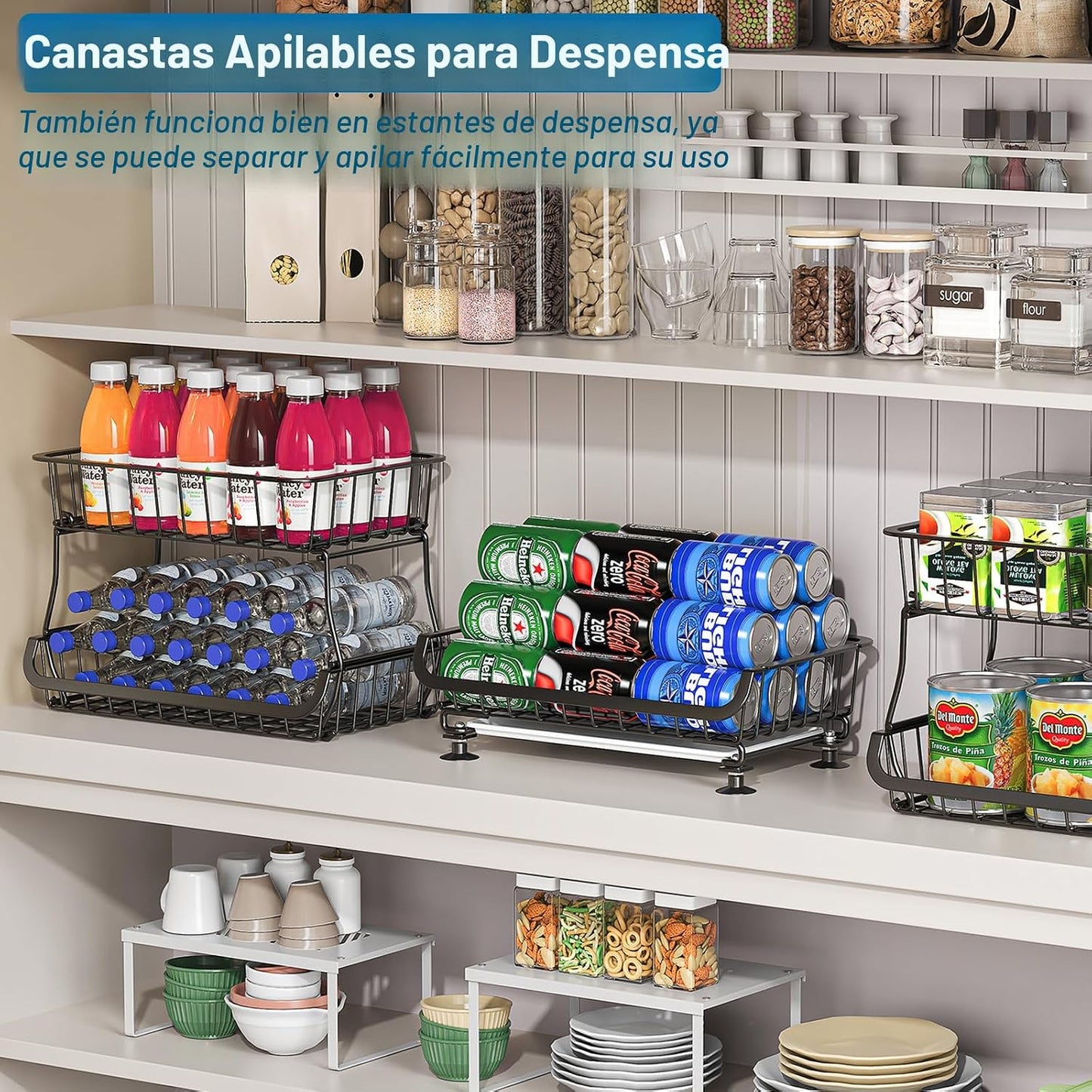 OKZEST Organizador de piso de despensa rodante de 3 niveles y carri...