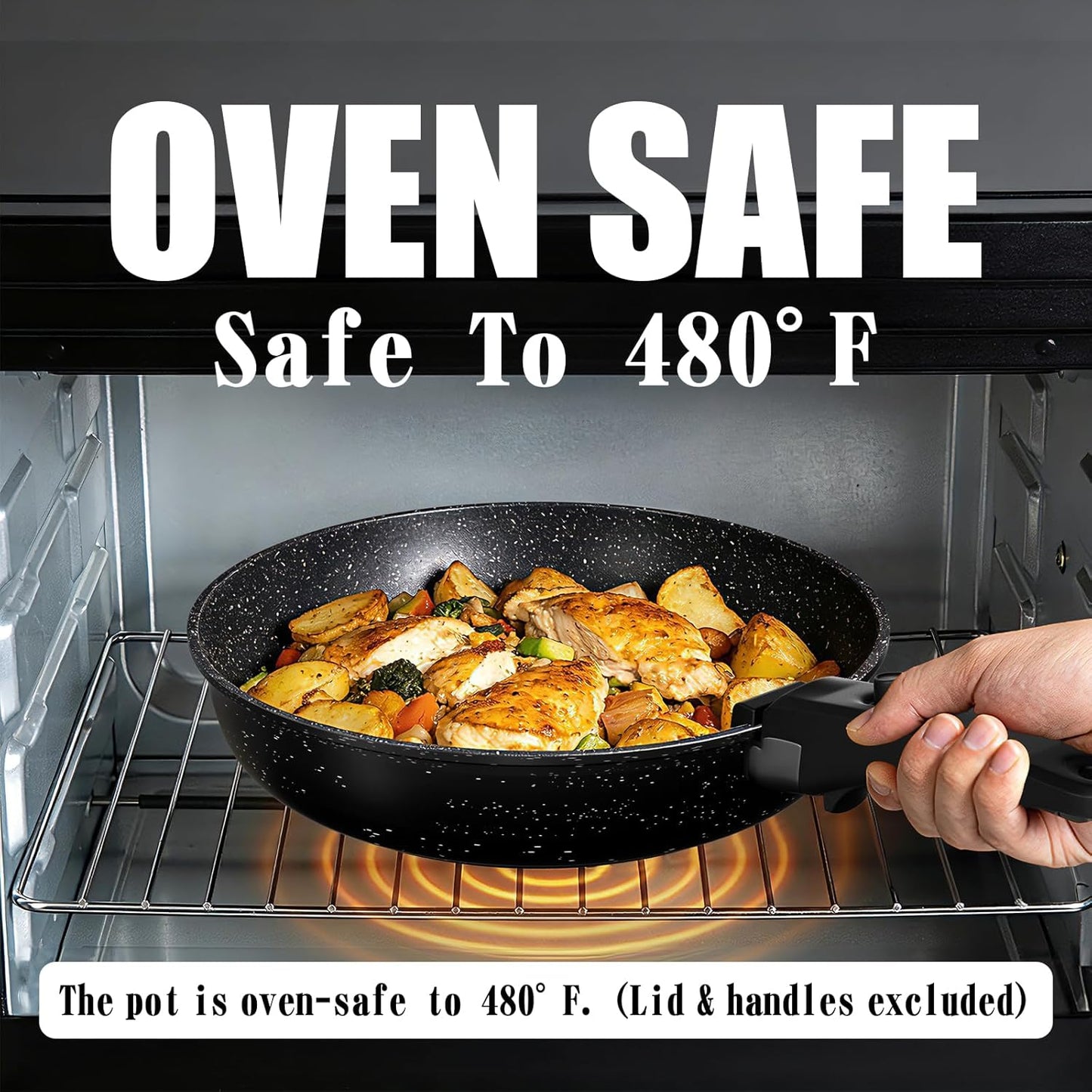 Umite Chef - Juego de 21 ollas y sartenes antiadherentes, utensilio...