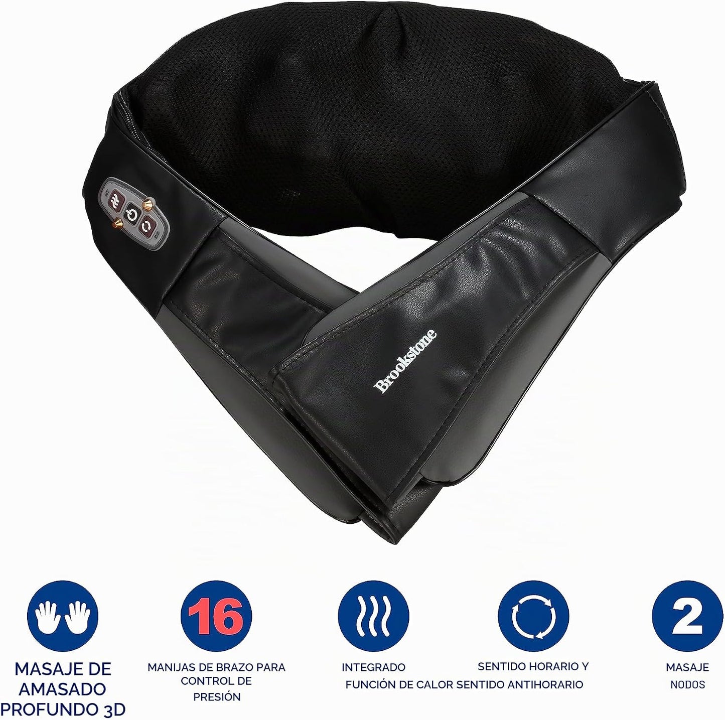 Brookstone - Masajeador de cuello y hombros Shiatsu con calor y ama...