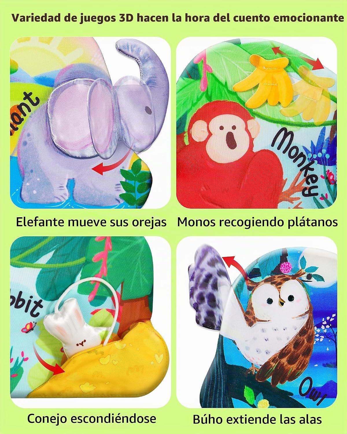 Jovow Libros para bebés de 0 a 6 meses, juguetes sensoriales para l...
