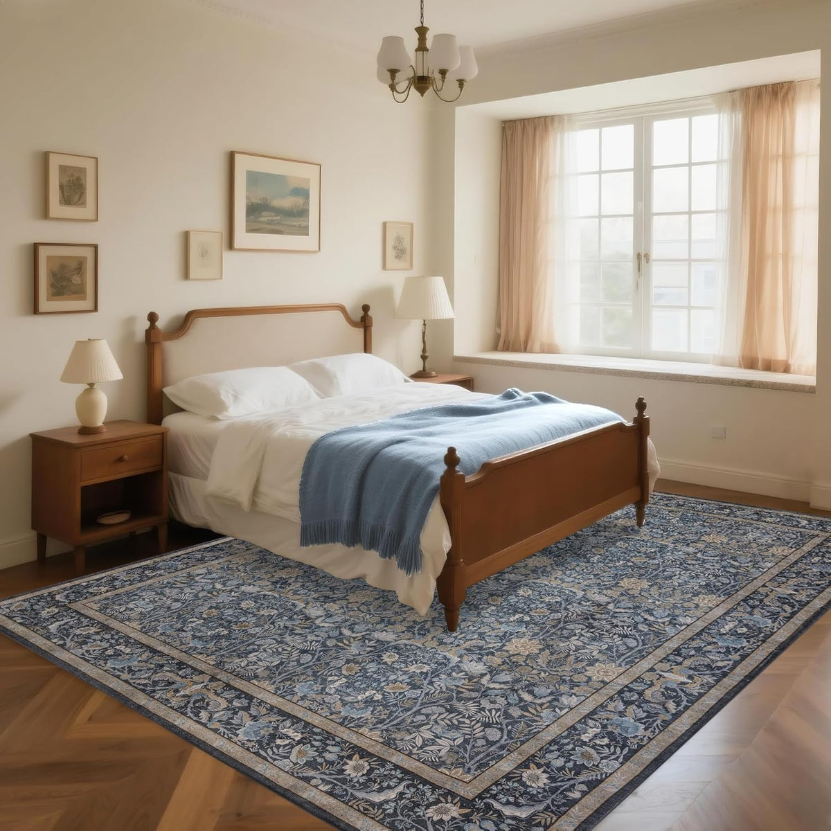 Ruicharm Alfombra lavable para sala de estar: Alfombra bohemia flor...