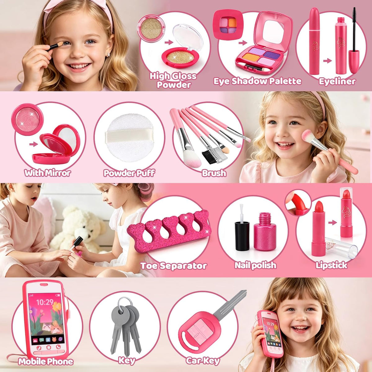 Juguetes para niñas pequeñas, kit de maquillaje de unicornio para n...