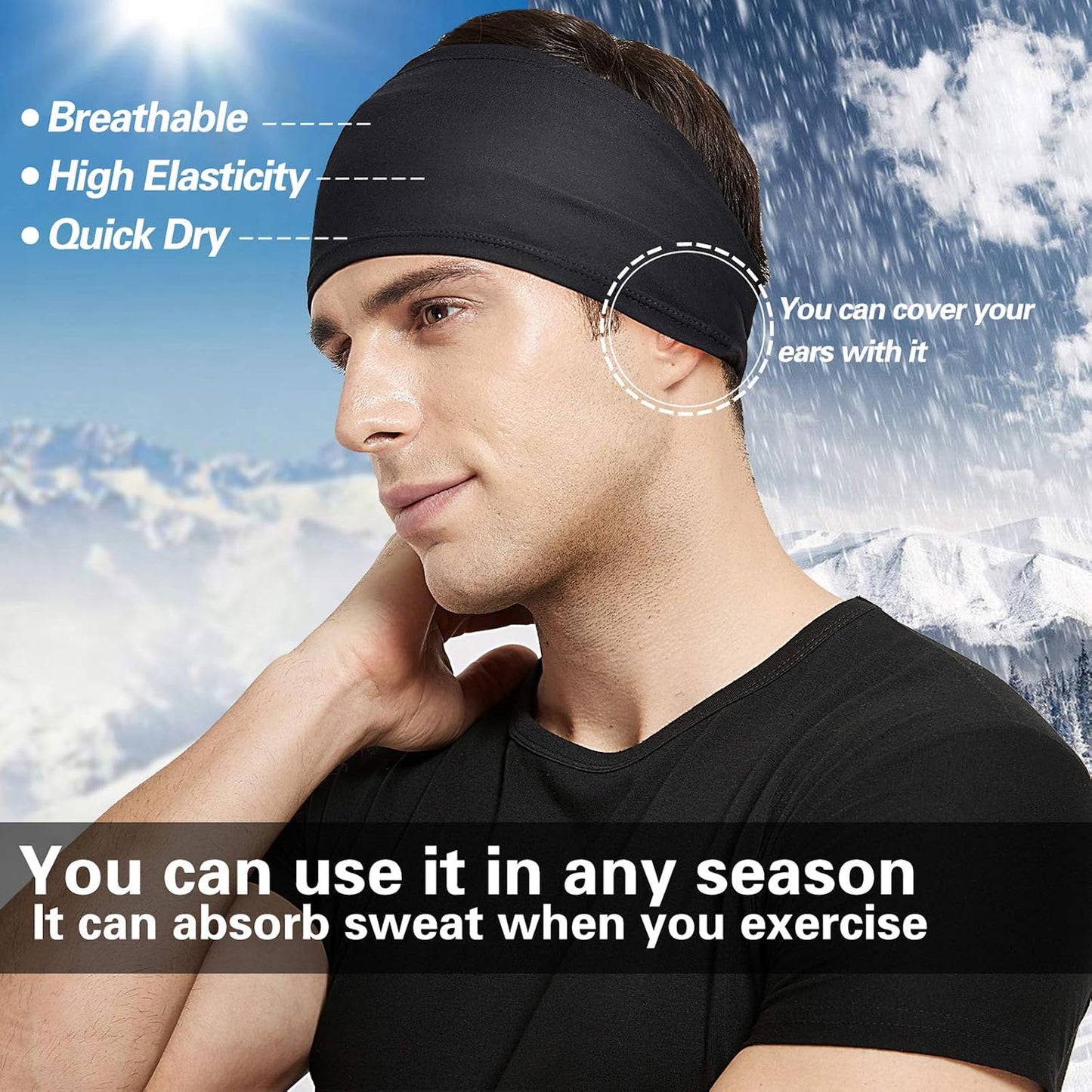 Acozycoo Diadema deportiva para hombre, 5 unidades, para correr, ci...