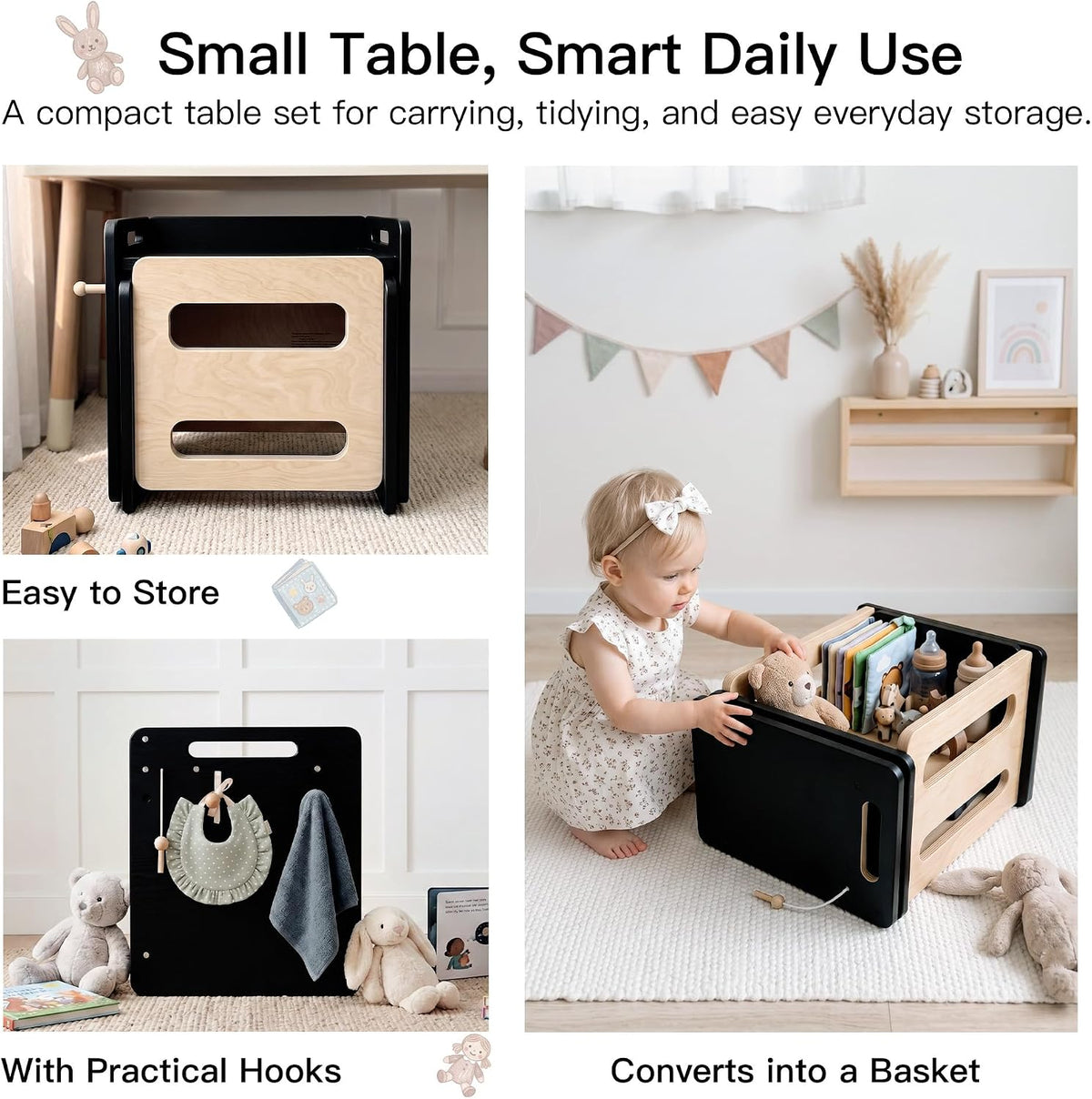 Montessori - Juego de mesa y silla de destete, mesa ajustable para...