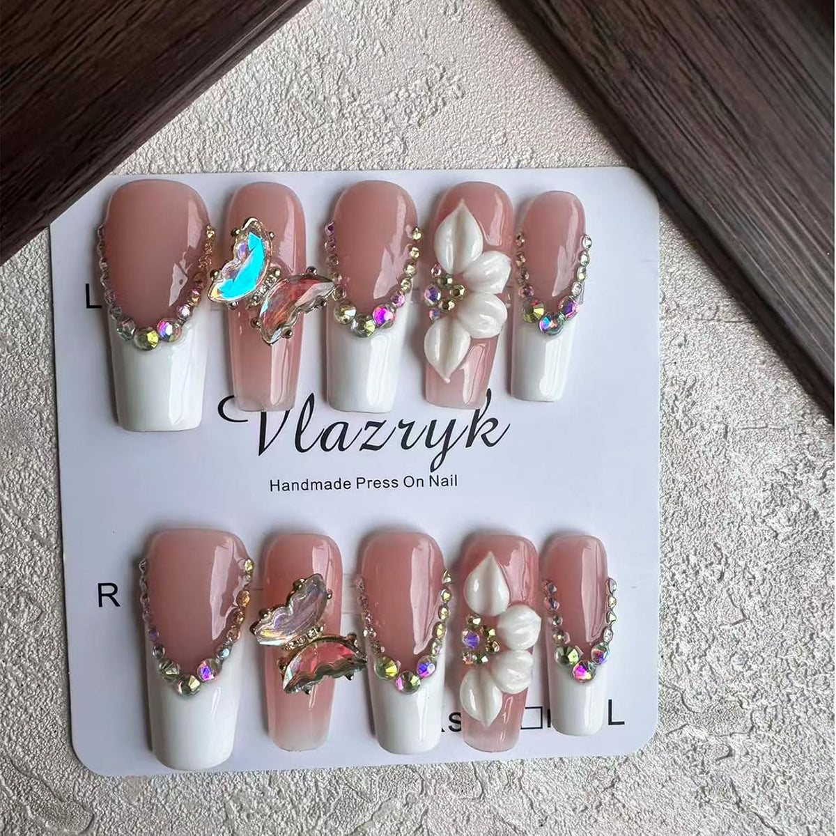 Uñas postizas a presión hechas a mano de lujo - Uñas postizas larga...