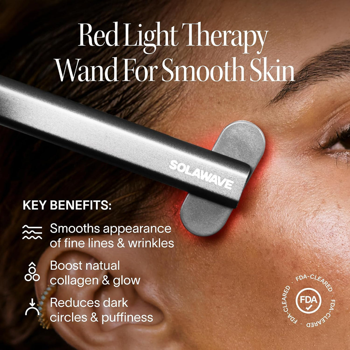 Solawave Varita de terapia de luz roja 4 en 1 para cara y cuello (c...