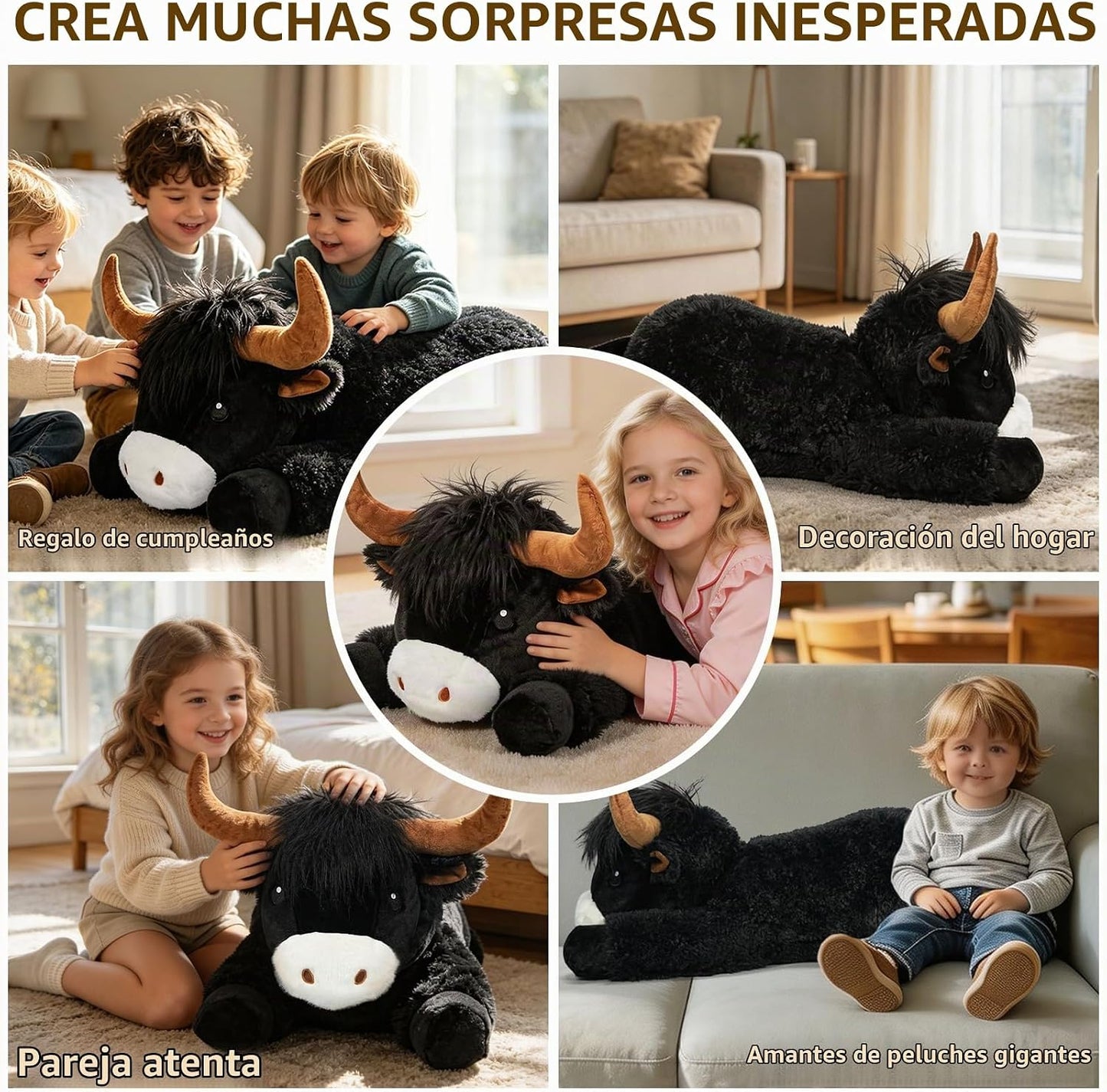Ksidzas Peluche de vaca gigante de las tierras altas de 39 pulgadas...