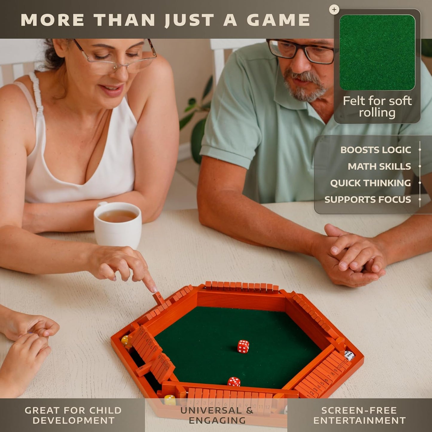 Shut The Box Game Tablero de madera para 1-6 jugadores, juego Shut...