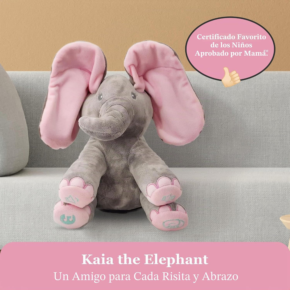 Dimple Kaia Elefante de Peek A Boo, Animal de Peluche Cantando Inte...