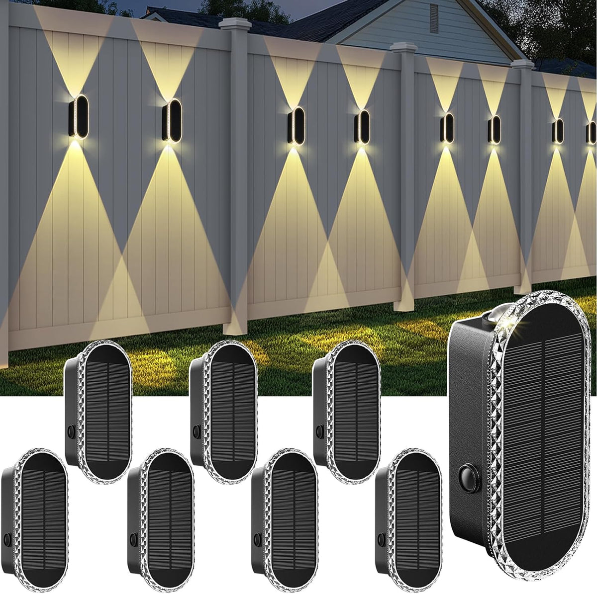 Luces solares de valla al aire libre - 3000\/4000\/6000K 3 modos, l...