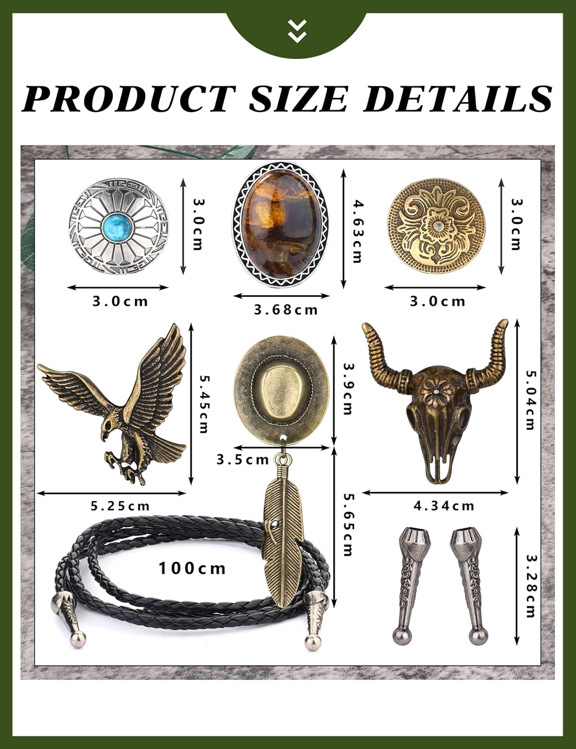 Subiceto Corbata de bolo para hombre, collar de vaquero occidental...