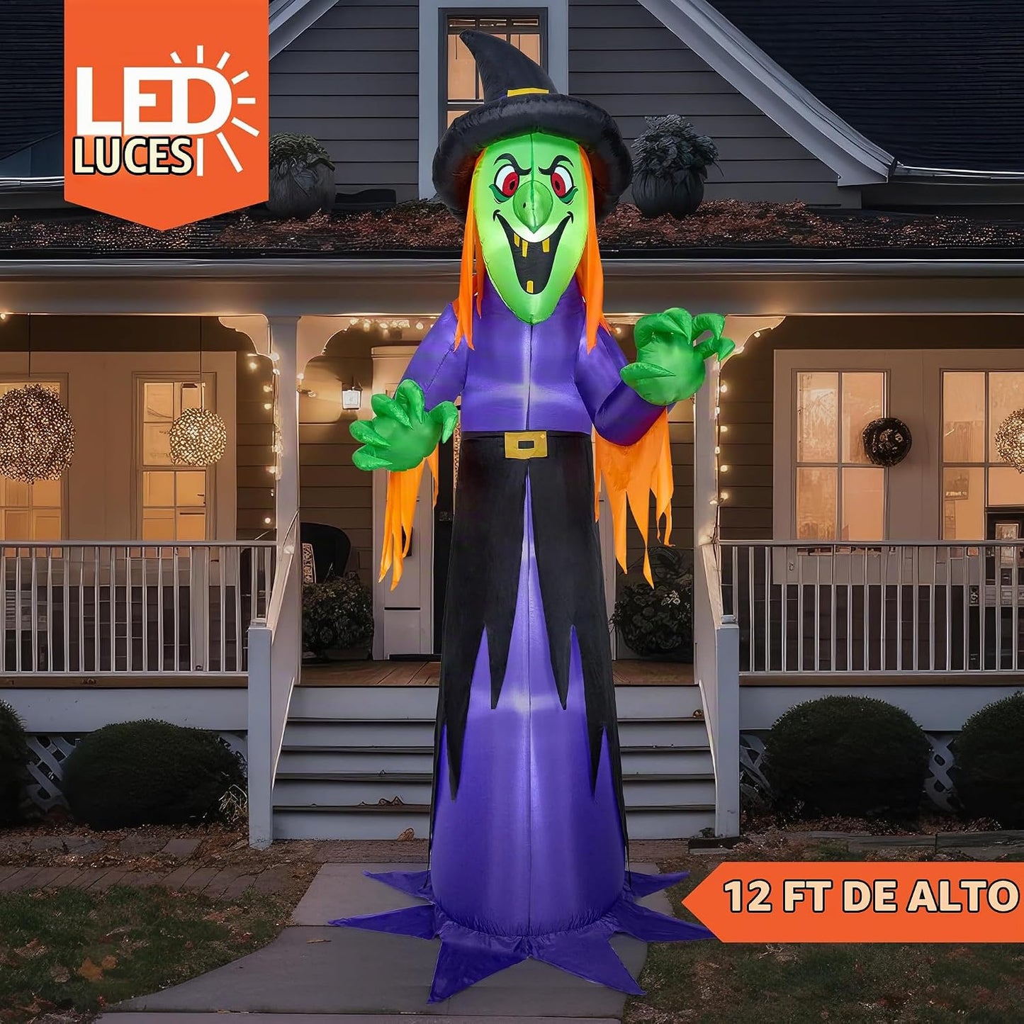 Joiedomi Decoración inflable de Halloween de 12 pies de alto, con l...