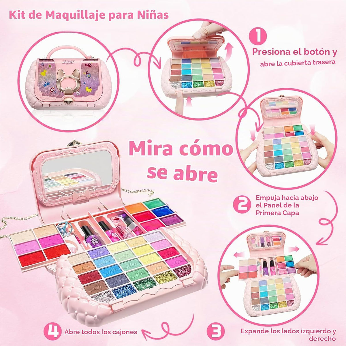 Kit de maquillaje infantil para niñas, juegos de maquillaje lavable...