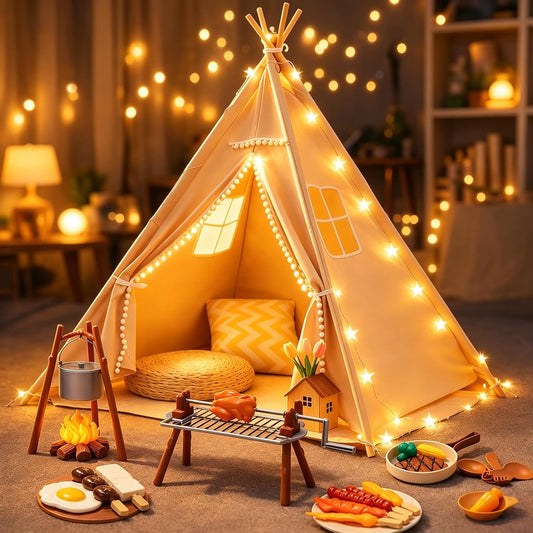 Tienda de campaña tipi para niños con juguetes de simulación de bar...