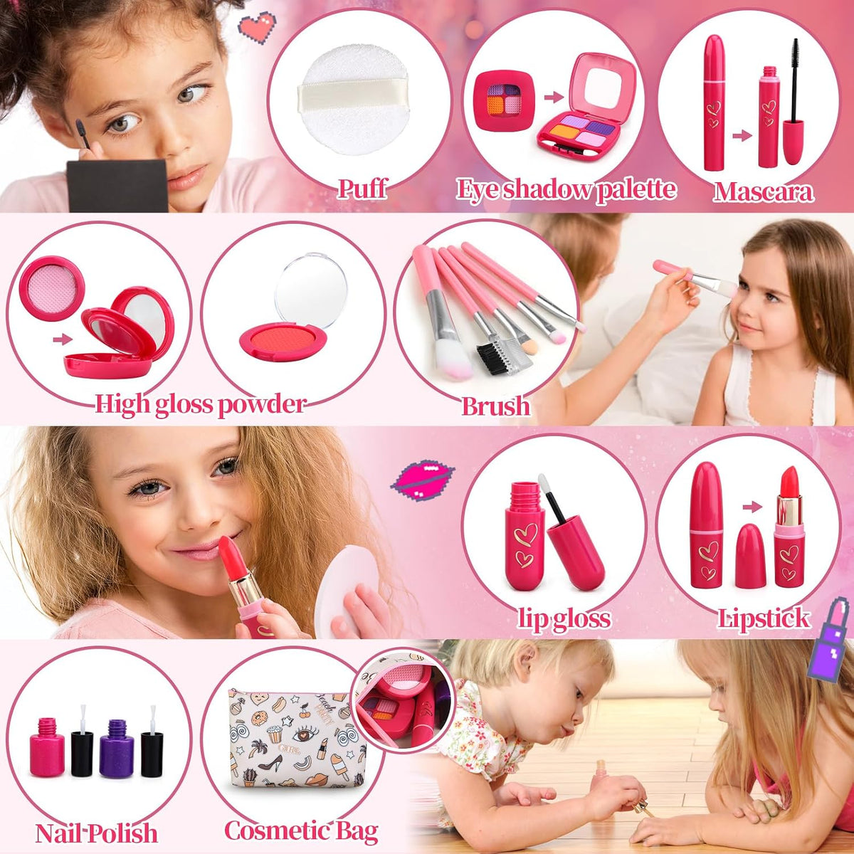 Woumserta - Kits de maquillaje para niñas pequeñas, maquillaje beig...