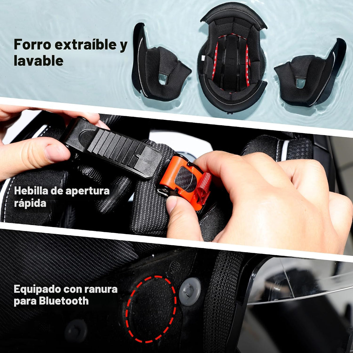 CYRIL Casco modular de motocicleta aprobado por DOT, cara completa...