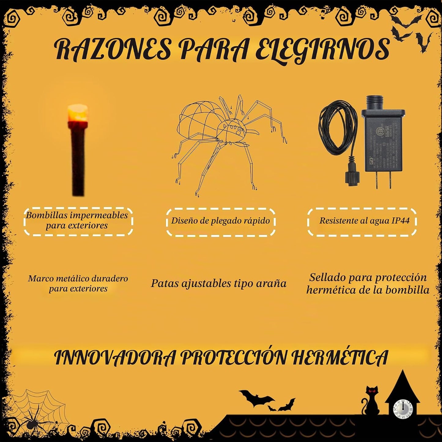 1 unidad: araña gigante de 4.6 pies, decoración de Halloween para e...