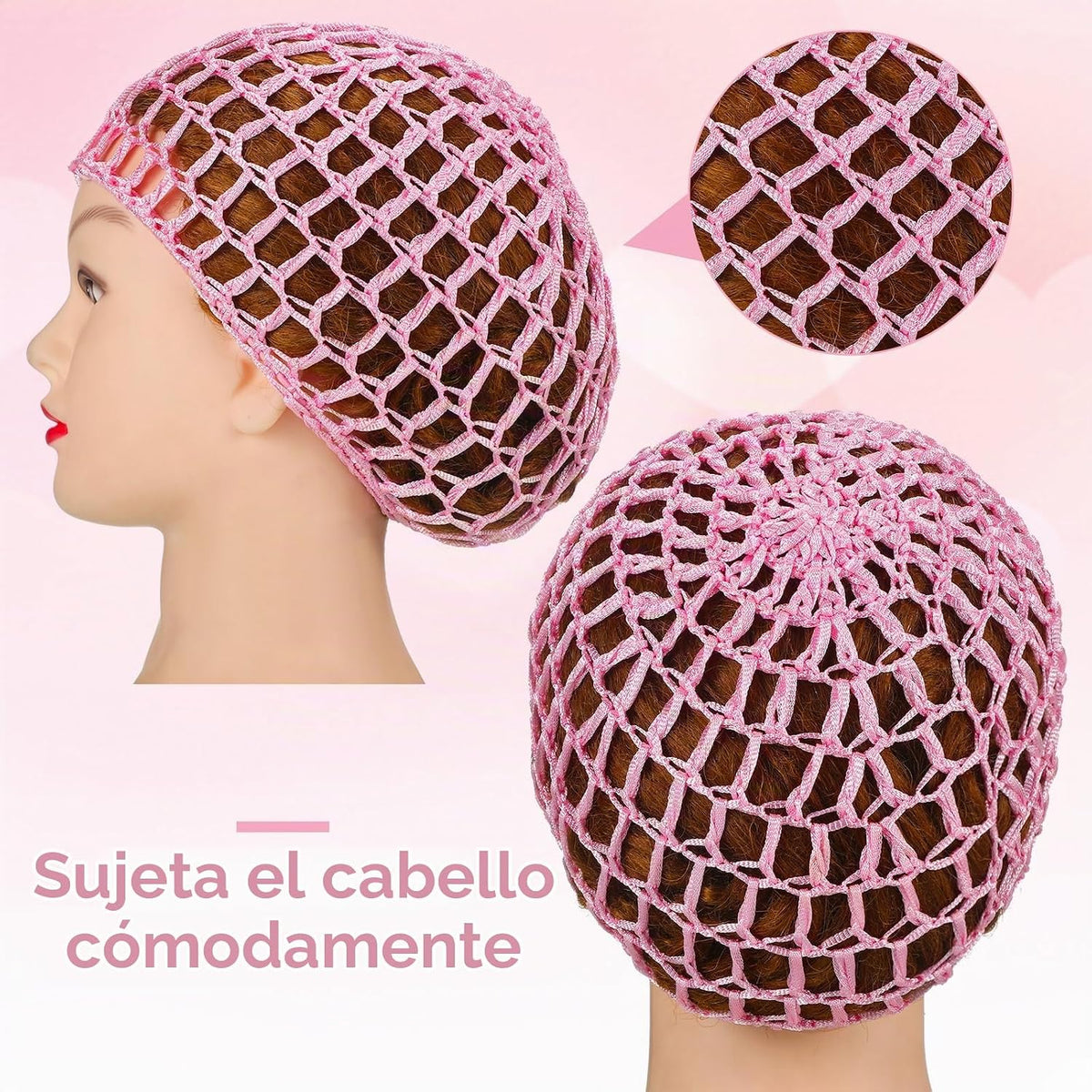 Geyoga 2 piezas de malla de ganchillo para el pelo de rayón tejido...