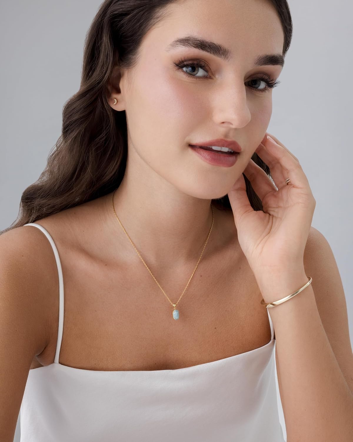 PAVOI Collar con dijes de oro con piedras preciosas para mujer, cad...