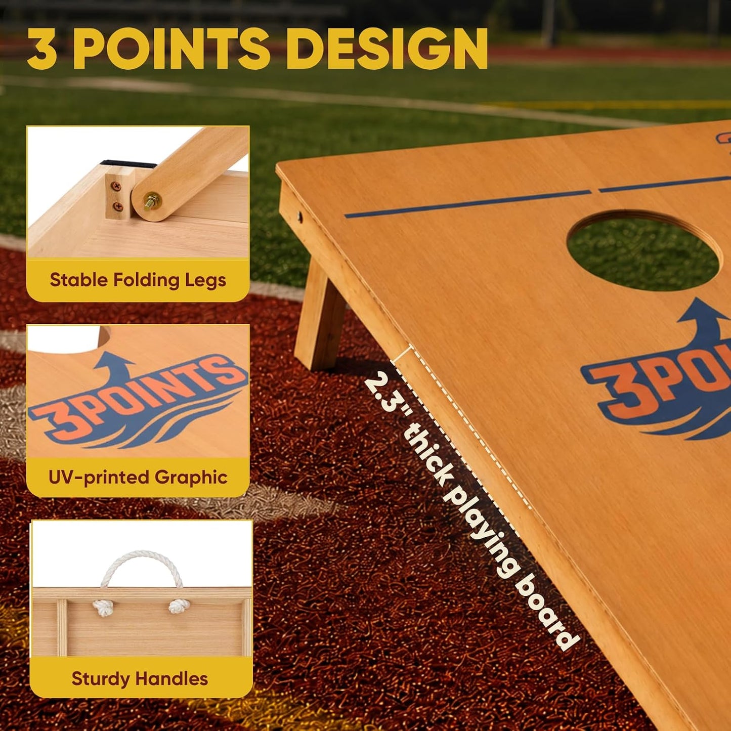 ARBORYTH Juego de tablas de cornhole de madera maciza, natural, 8 b...