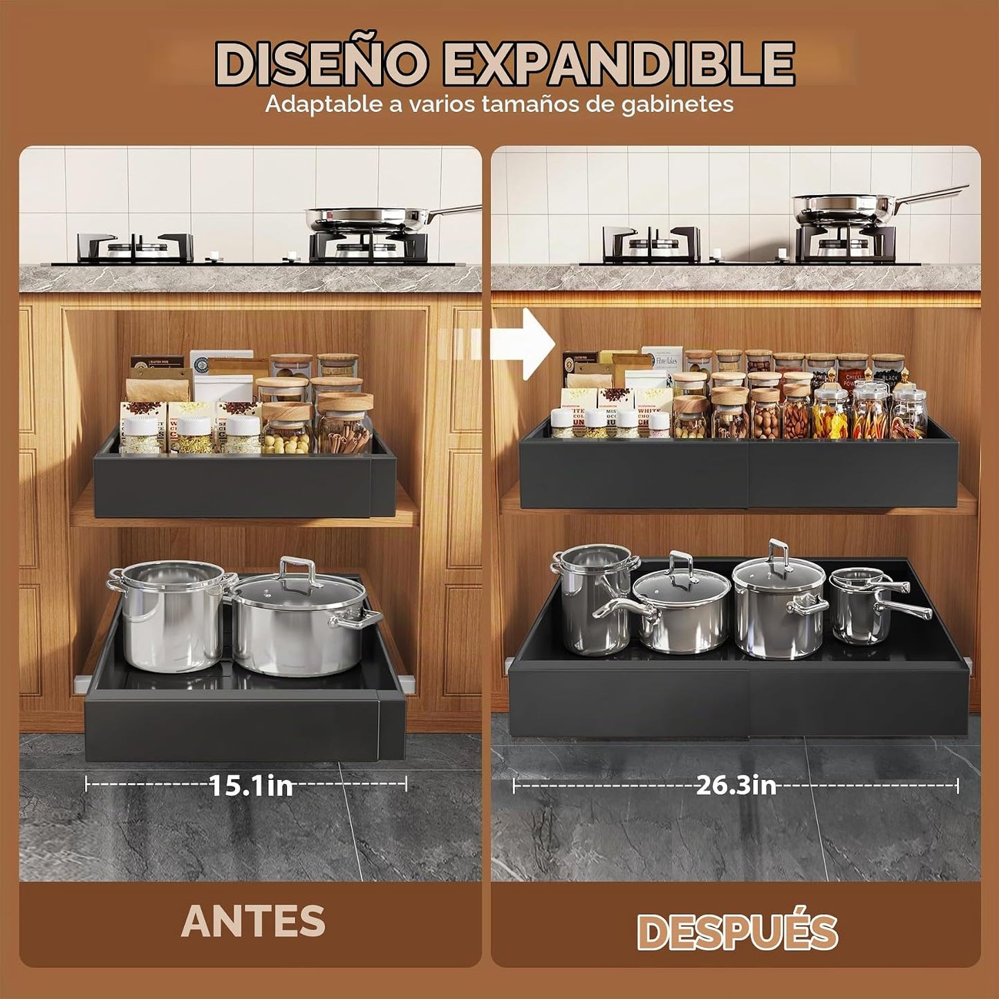 Seinloes Paquete de 4 Organizadores Expandibles (38.3 cm-66.8 cm) p...