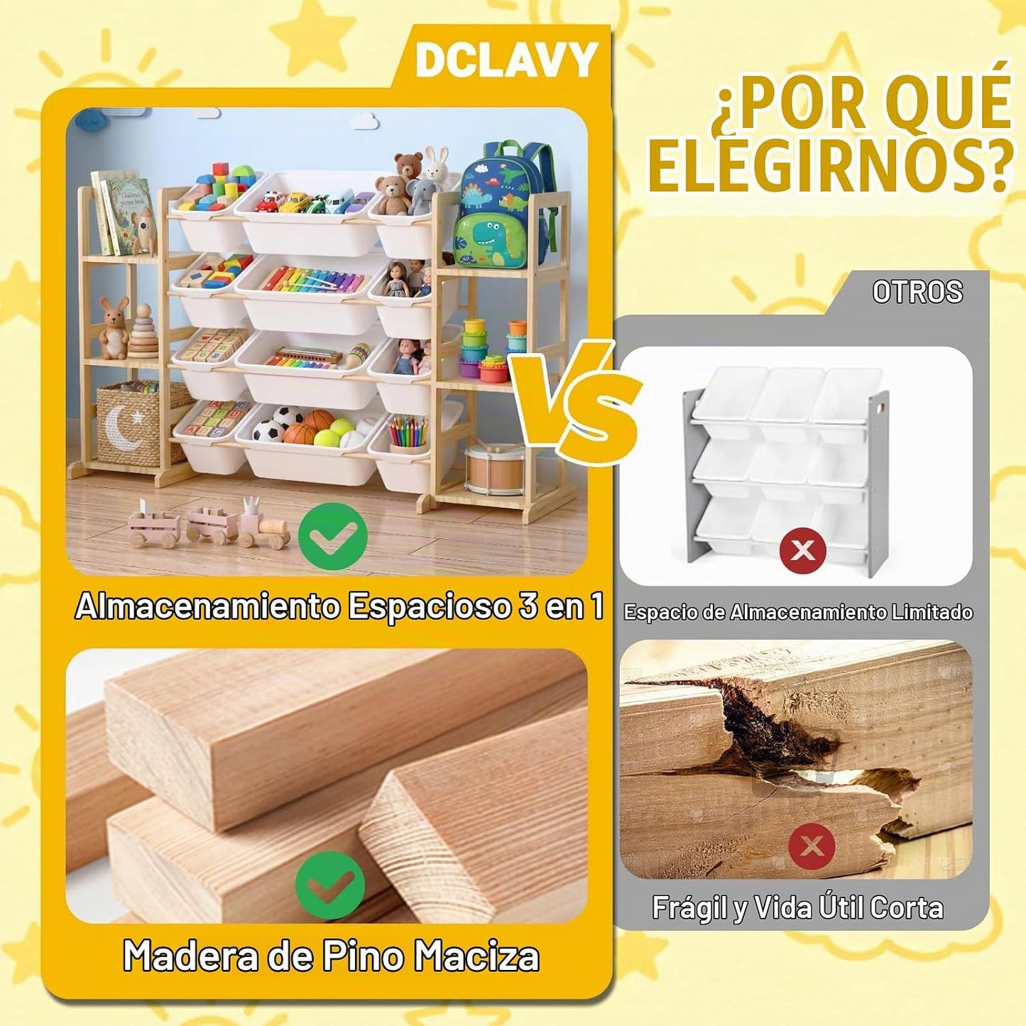 Dclavy Organizador de almacenamiento de juguetes con estantería par...