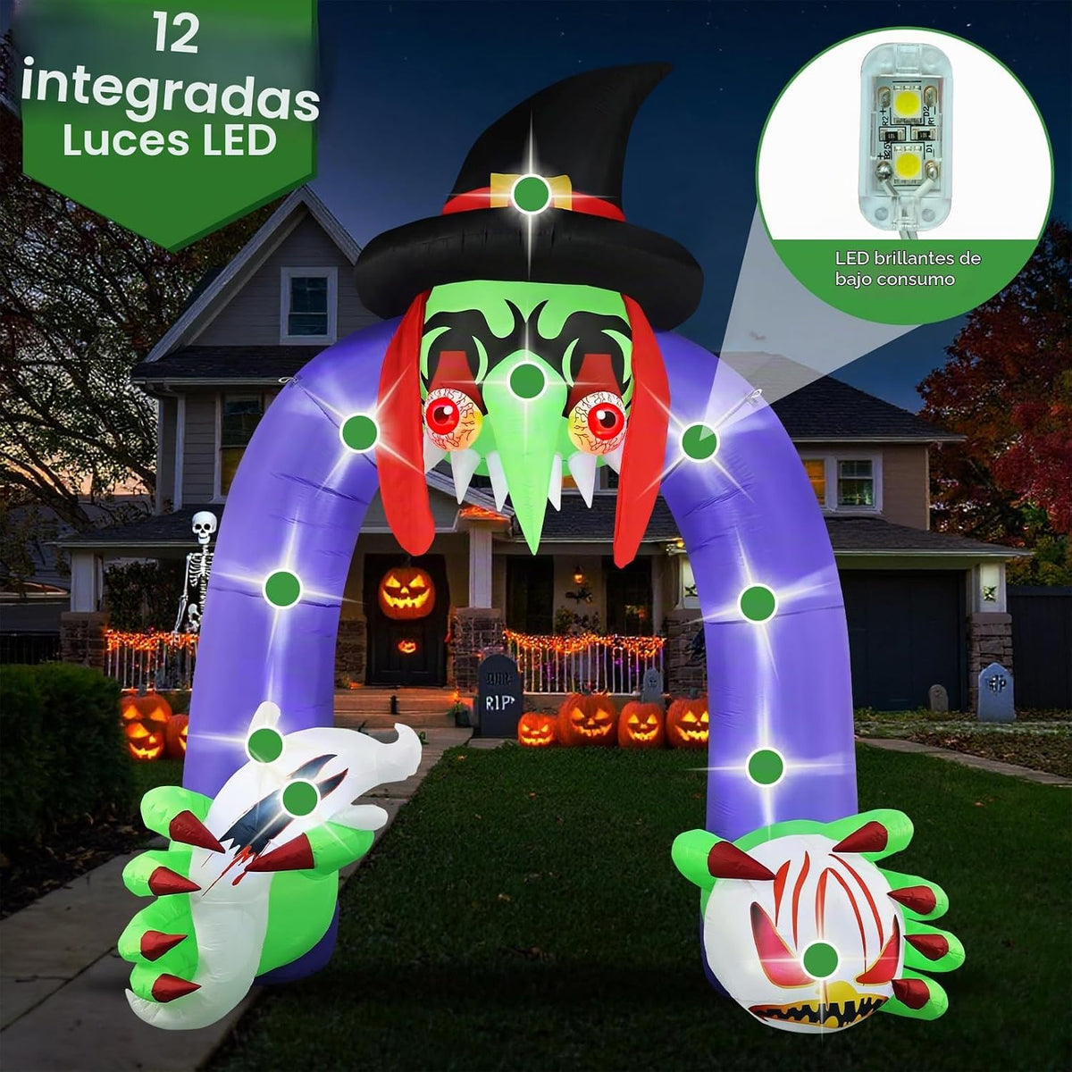 Inflables de Halloween gigante de 11 pies de alto arco de bruja | D...