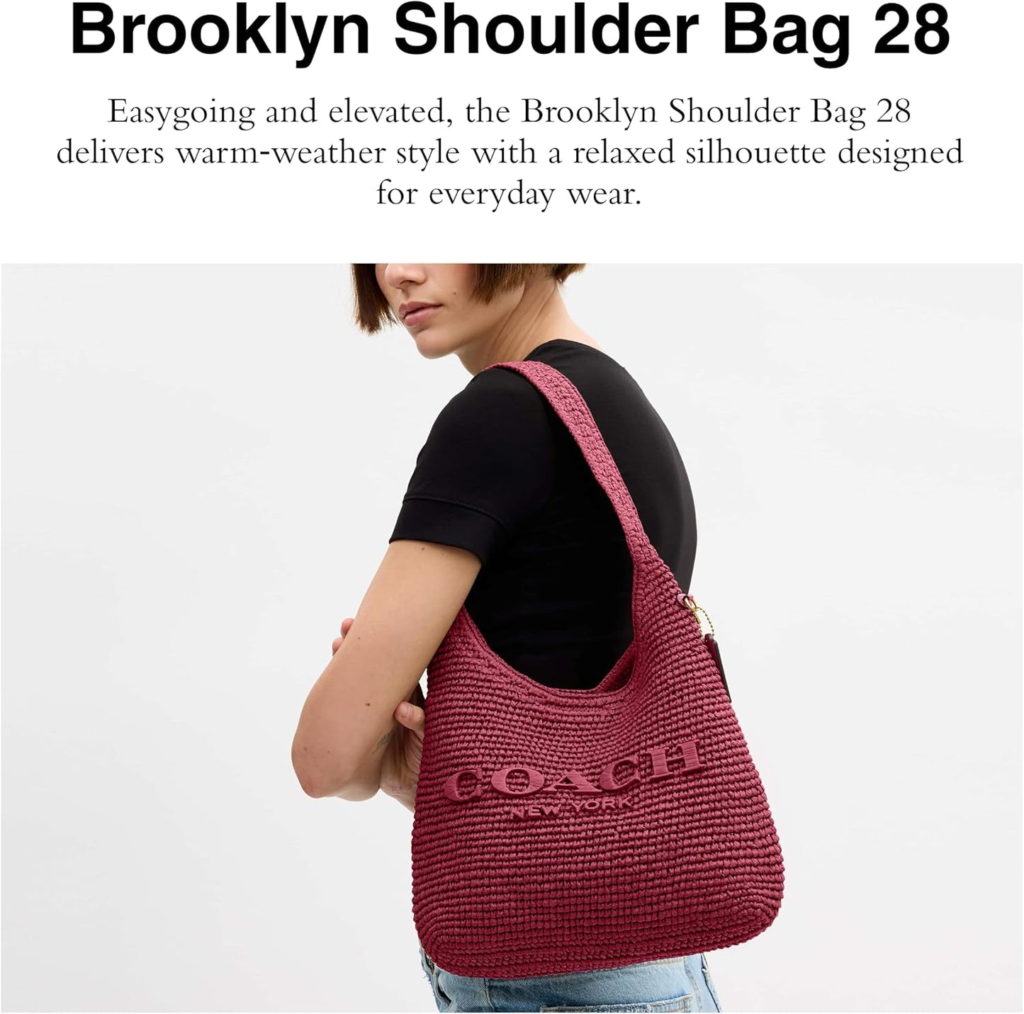 COACH Bolso bandolera Brooklyn de 28 pulgadas de paja