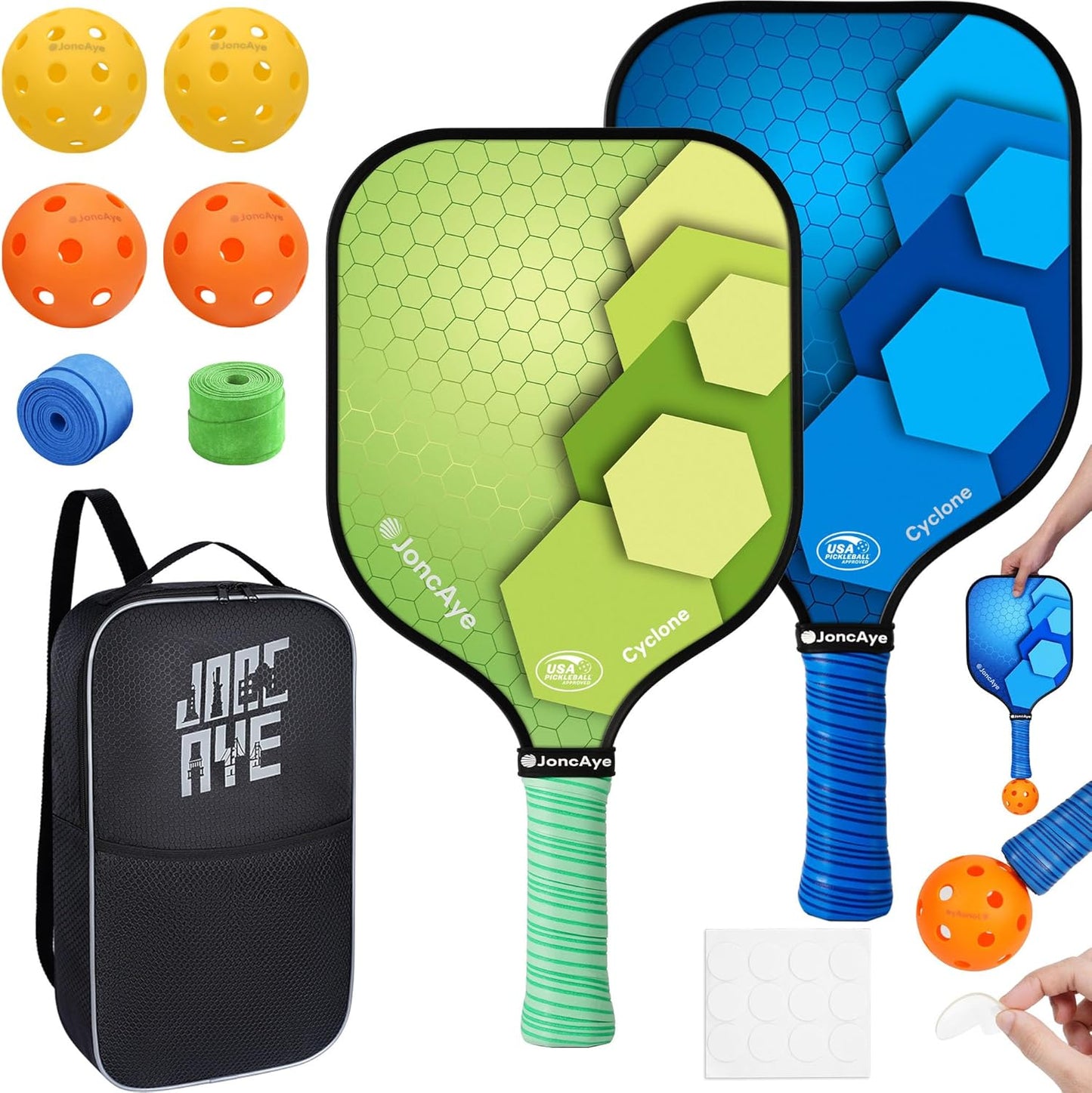 JoncAye Pickleball Paddles Juego de 4 o 2, raquetas de fibra de vid...