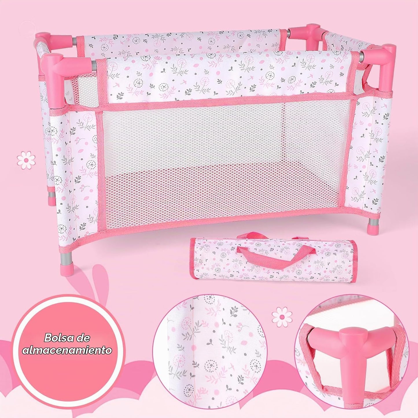 deAO Juego de juguetes para muñecas de bebé, cochecito, cuna, cama,...