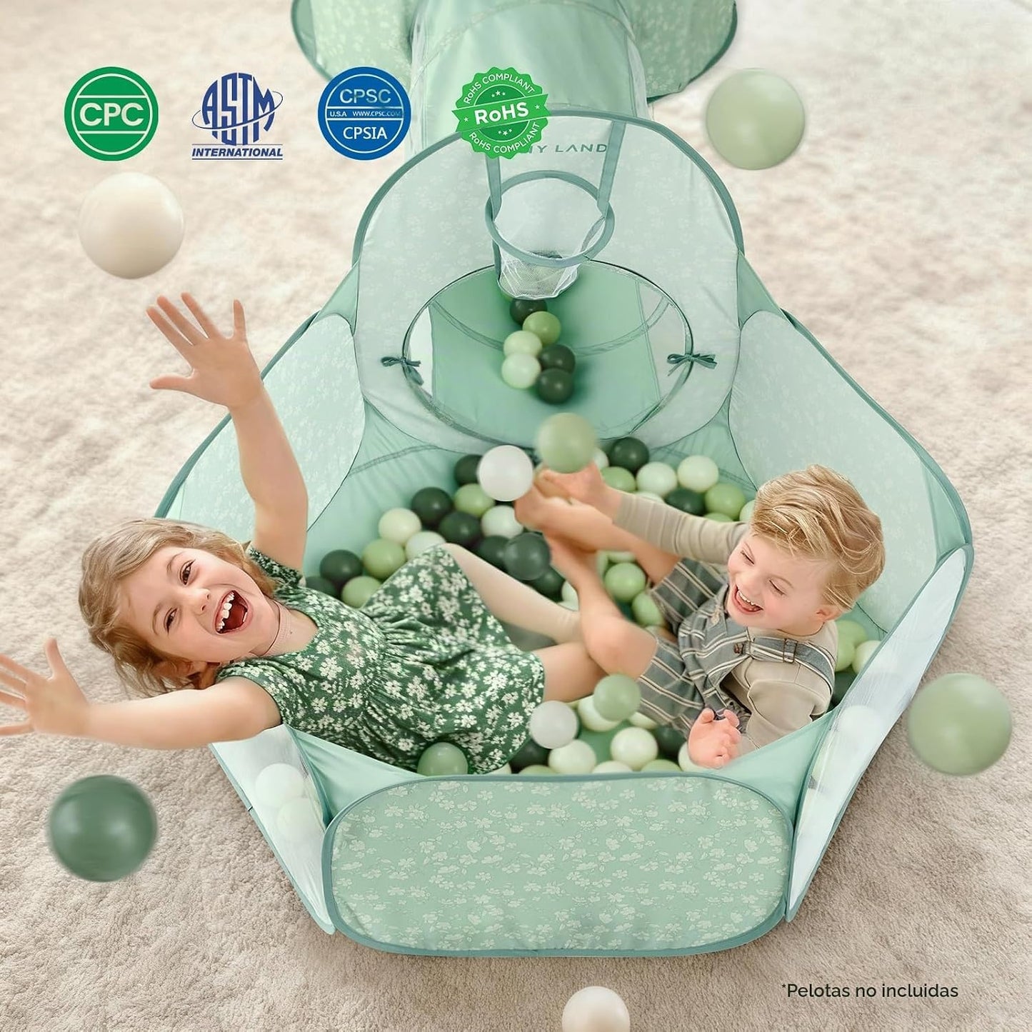 Tiny Land Túnel de juego 3 en 1 para niños con pozo de pelotas y ti...