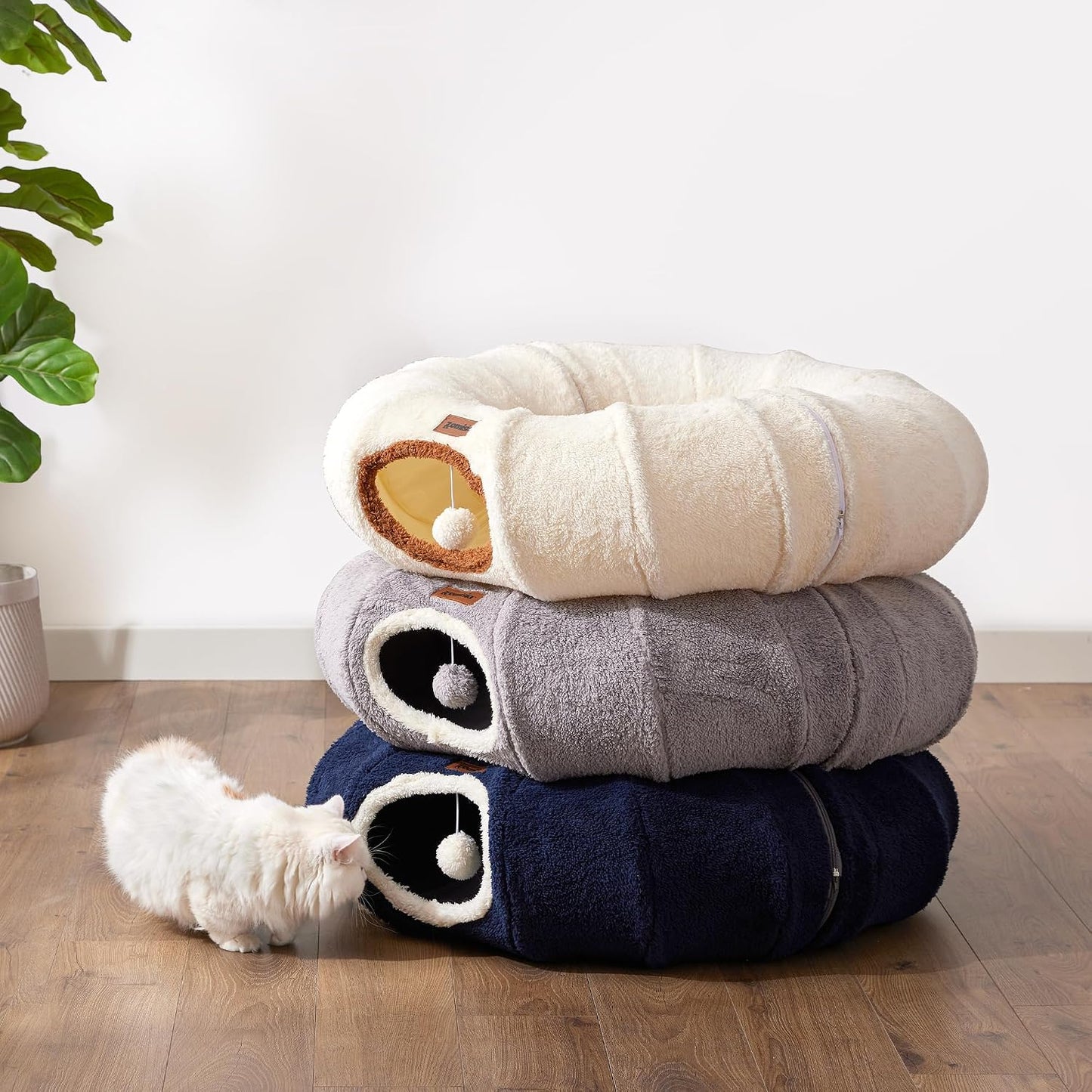 ZOMISIA Cama de túnel grande para gatos, bonita cama en forma de do...